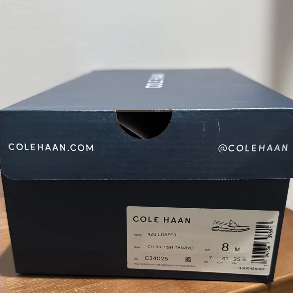 NWT Cole Haan 4.Zerogrand Men’s British Tan Leather Loafers, size 8 - Picture 2 of 8